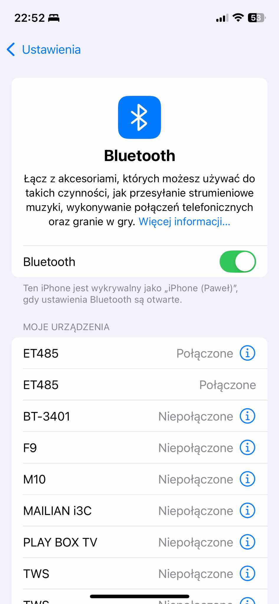 zrzut ekaranu smartfona polaczen bluetooth z ST485